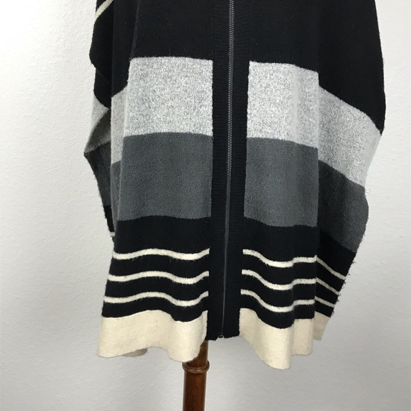 Caslon Stripe Zip Front Poncho Sweater SW114 - Picture 4 of 8